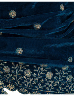 Pañuelo medieval decorado modelo Jasmin, color azul 2