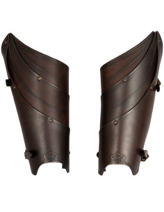Medievale Beinschützer aus Leder Modell Lilith, braun