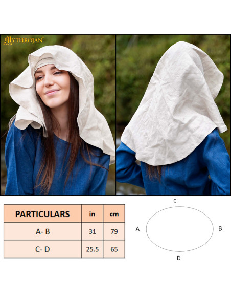 Medievaler Schleier aus Leinen und...