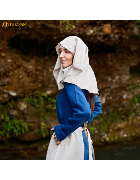 Middelalderligt halvmåne-slør i hør...