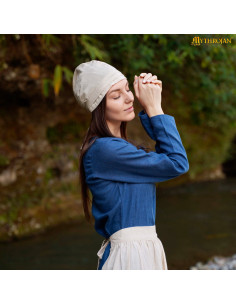 Gorro medieval lino y algodón modelo Birgita, color natural 2