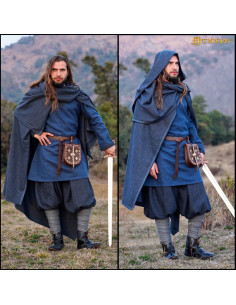 Capa vikinga medieval algodón modelo Alaric, color azul 2