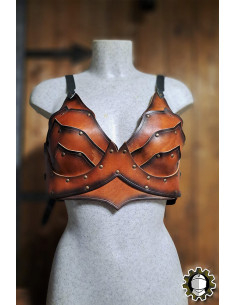 Mittelalterlicher Korsett aus Leder Modell Senua, braun