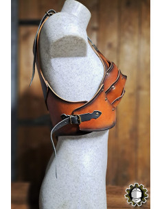Mittelalterlicher Korsett aus Leder Modell Senua, braun 2