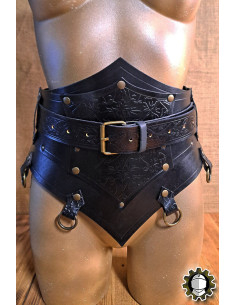 Mittelalterliches Leder-Corsett mit Gürtel Modell Senua,...