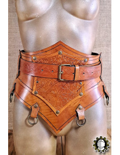 Mittelalterlicher Leder-Corsage mit Gürtel Modell Senua,...