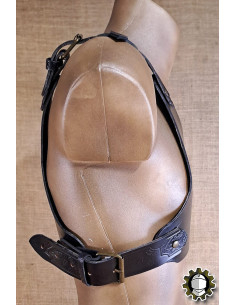 Medievales Geschirr aus Leder Modell Decimus, schwarze Farbe 2
