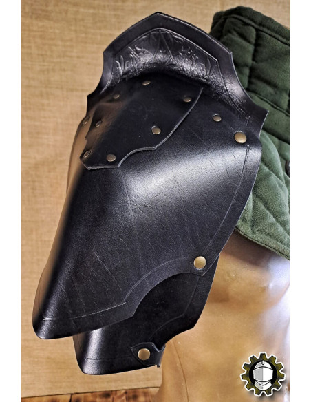 Medievale skulderbeskyttere i læder,...