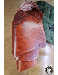 Middeleeuwse leren schouderstukken model Cicero, kleur bruin 2