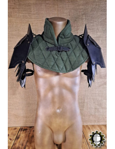 Middeleeuwse leren schouderstukken model Namor, zwarte kleur