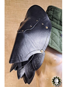 Middeleeuwse leren schouderstukken model Namor, zwarte kleur 2