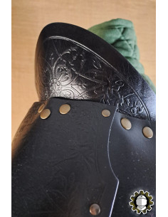 Middelalderlige skulderbeskyttere i læder model Brian, sort 2