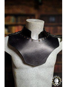 Medievaler Leder-Gorjal Modell Cicero, schwarz