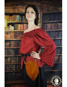 Middeleeuwse leren escarcelas model Senua, kleur bruin 2