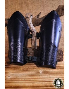 Middeleeuwse leren armbanden model Jerome, zwart