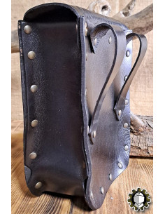 Mittelalterliche Ledertasche Modell Jerome, schwarze Farbe 2