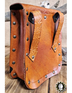 Middeleeuwse leren tas model Jerome, kleur bruin 2