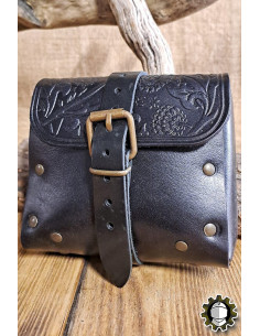 Medievaler Lederrucksack Modell Valeron, schwarz