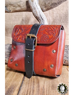 Mittelalterliche Ledertasche Modell Valeron, braune Farbe