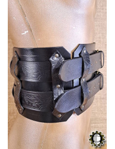 Middeleeuwse brede leren riem model Jaret, kleur zwart 2