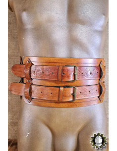 Cinturón medieval ancho en cuero modelo Jaret, color marrón
