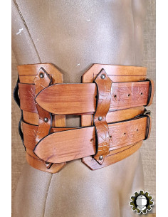 Brede middeleeuwse leren riem model Jaret, bruin 2