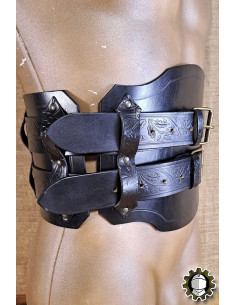 Medievaler breiter Gürtel aus Leder Modell Olympus, schwarz 2