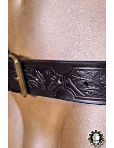 Middeleeuwse leren riem model Severian, zwarte kleur 2