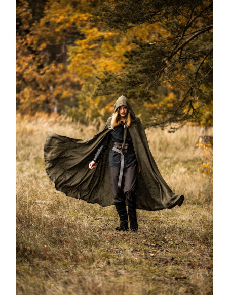 Middelalderlig Mimir grøn kappe i hør