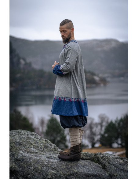 Túnica Vikinga Freydis en Azul-Gris