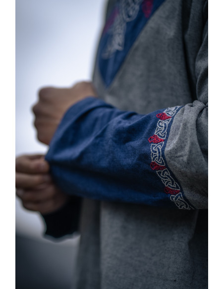 Viking Tuniek Freydis in Blauw-Grijs