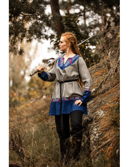 Vikinger-Tunika Freydis in Blau-Grau