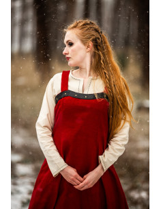 Sobrevestido vikingo Alena en lino, color Rojo