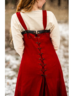 Vikingisches Überkleid Alena aus Leinen, Farbe Rot 2