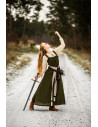 Vikinger Überkleid Alena aus Leinen, Olivgrün