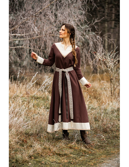 Vikingerin Kleid Jorunn, Braun und Beige
