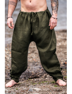 Vikingische Leinenhose Wodan, olivgrün