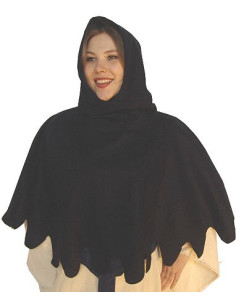 Medieval gugel i uld model Henri, sort