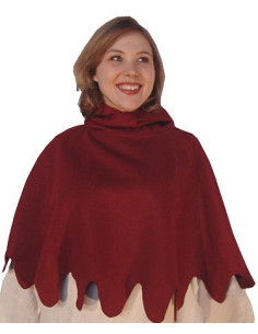 Medieval gugel i uld model Henri, rød