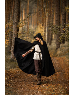 Capa Medieval Thorian en lana negra
