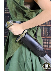 Medievaler schwarzer Leder-Tahalí Modell Jerome