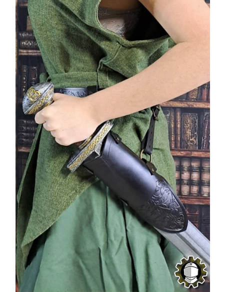 Medievaler schwarzer Leder-Tahalí...