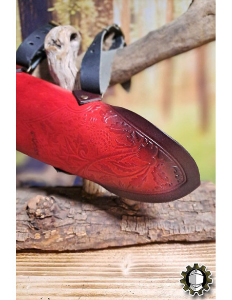 Tahalí medieval cuero rojo modelo Jerome