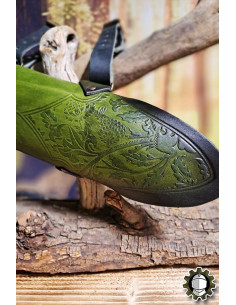 Middeleeuwse leren tas in groene kleur, model Jerome 2