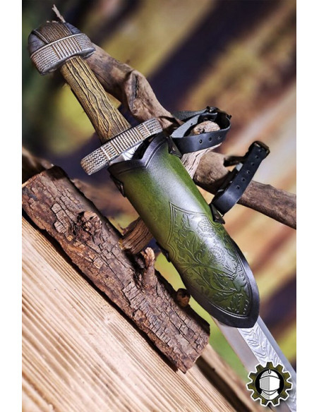 Tahalí medieval cuero verde modelo...