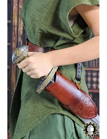 Tahalí medieval cuero marrón modelo...