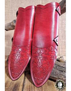 Tahalí medieval doble cuero rojo modelo Jerome