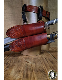 Tahalí medieval doble cuero marrón modelo Jerome