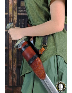 Tahalí medieval Brian, mano derecha cuero marrón