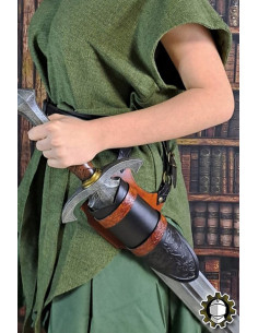 Medievaler Tahalí Brian, rechte Hand, schwarzes Leder